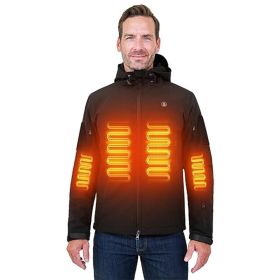 Heated Jacket For Men ANTARCTICA GEAR Winter Coat With 12V 16000mAh Battery Pack, Soft Shell Heating Hood Jacket (Option: Black-XS)