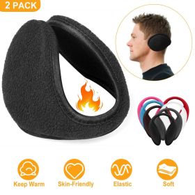 2Pcs Ear Warmers Unisex Winter Earmuffs Behind-the-Head for Winter Running Walking Dog Travel (Color: Black)