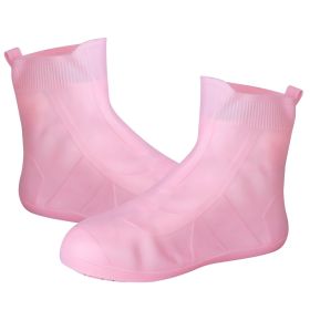 Waterproof Shoe Covers Reusable Not-Slip Rain Shoe Covers Protectors Foldable TPE Rubber Shoe Protectors For Men Women Kids (Color: Pink, size: XL)